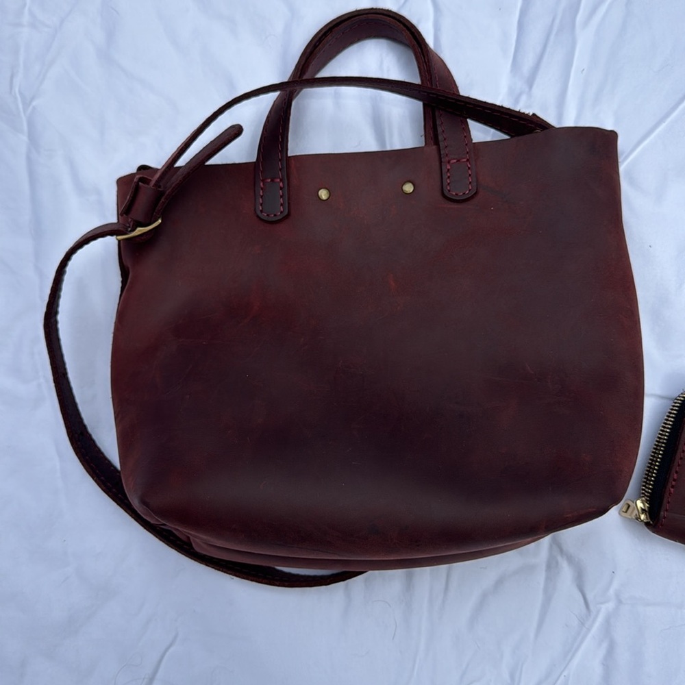 Portland leather mini crossbody and zip wallet in Merlot EUC - Picture 3 of 5